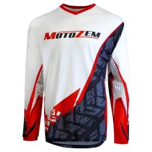 Motocross φανέλα Motozem λευκό-μαύρο-κόκκινο