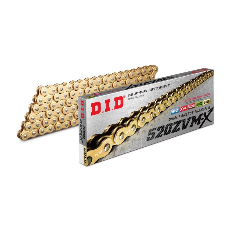 ZVM-X série X-Kroužkový řetěz D.I.D Chain 520ZVM-X 122 L Zlatá/Zlatá