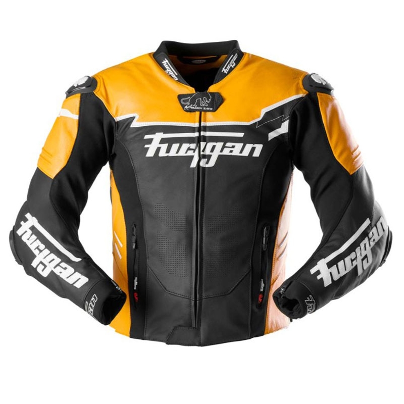 Furygan Signature 55 μαύρο και κίτρινο δερμάτινο μπουφάν μοτοσικλέτας