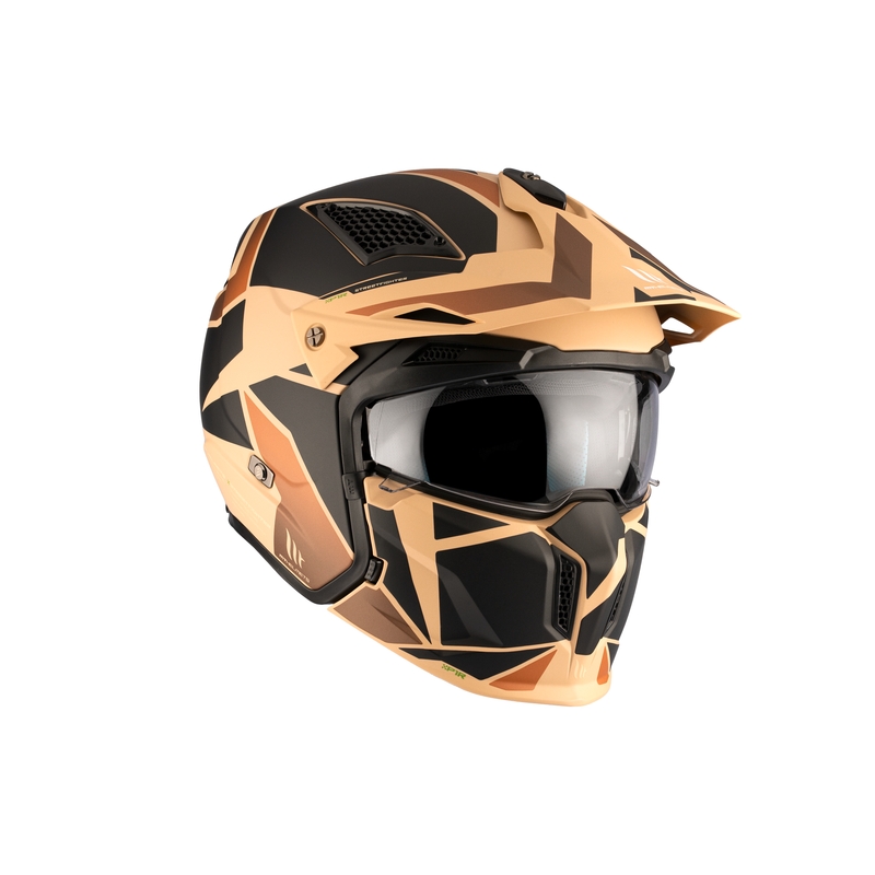 Ανοιχτό κράνος με μάσκα MT Streetfighter SV S P1R B9 μαύρο-καφέ-μπεζ