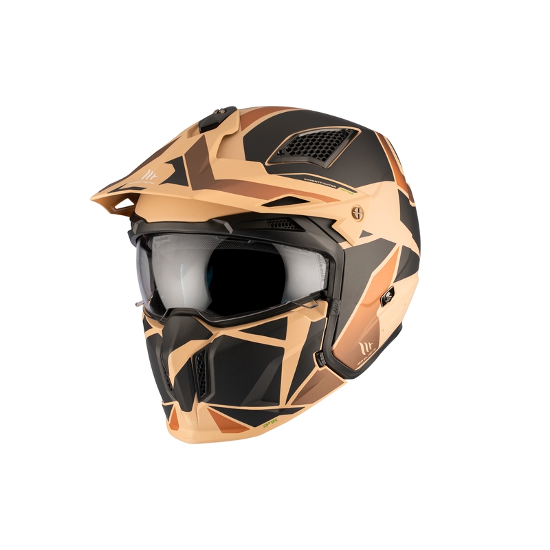 Ανοιχτό κράνος με μάσκα MT Streetfighter SV S P1R B9 μαύρο-καφέ-μπεζ