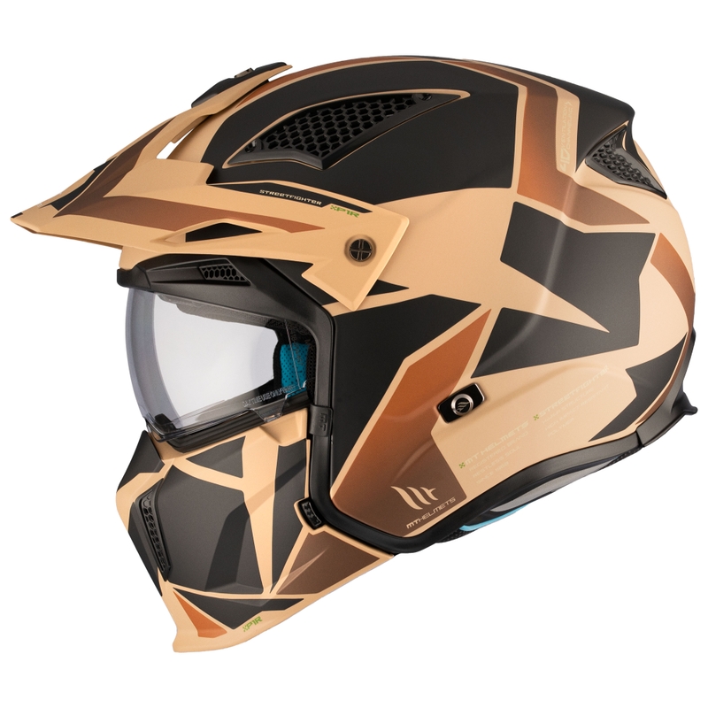 Ανοιχτό κράνος με μάσκα MT Streetfighter SV S P1R B9 μαύρο-καφέ-μπεζ