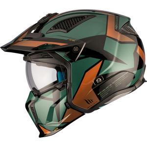 Ανοιχτό κράνος με μάσκα MT Streetfighter SV S P1R A9 μαύρο-καφέ-πράσινο προσφορά