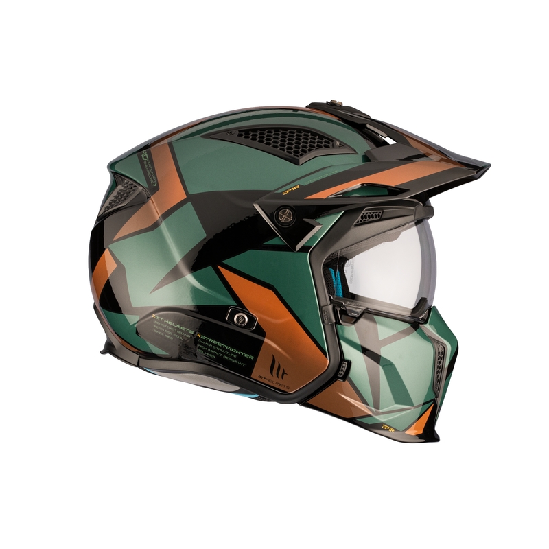 Ανοιχτό κράνος με μάσκα MT Streetfighter SV S P1R A9 μαύρο-καφέ-πράσινο προσφορά