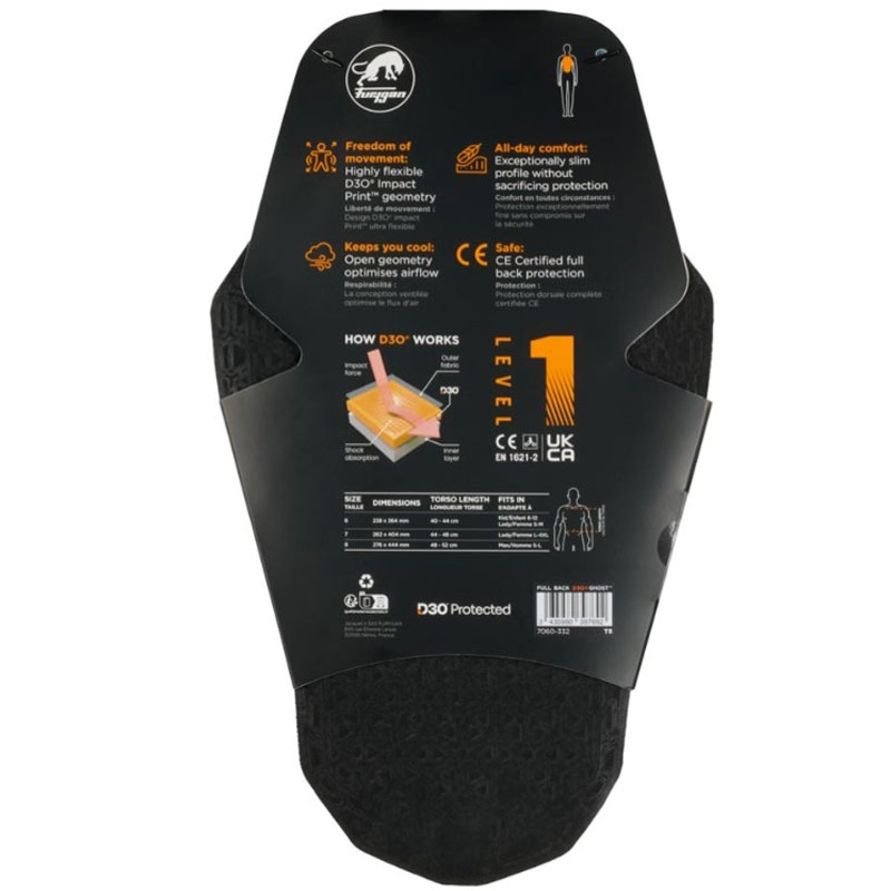 Προστατευτικό πλάτης Furygan Full Back Fury D3O® Ghost™ Level 1