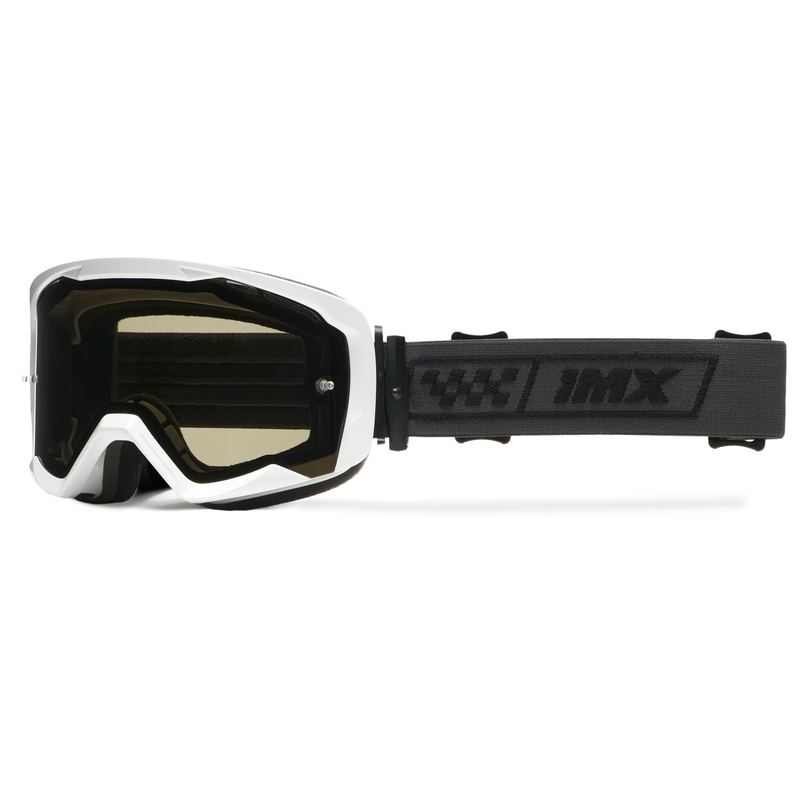 Γυαλιά motocross iMX Endurance Race λευκά και μαύρα με καπνιστό plexi