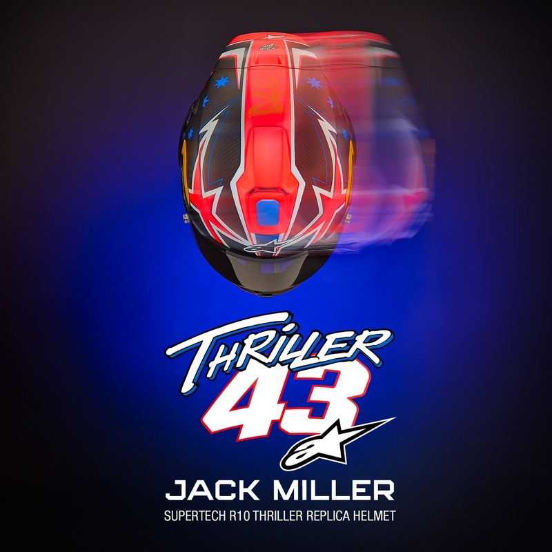 Alpinestars Supertech R10 limited edition Jack Miller matte carbon κόκκινο-μπλε-κίτρινο-λευκό κράνος μοτοσικλέτας