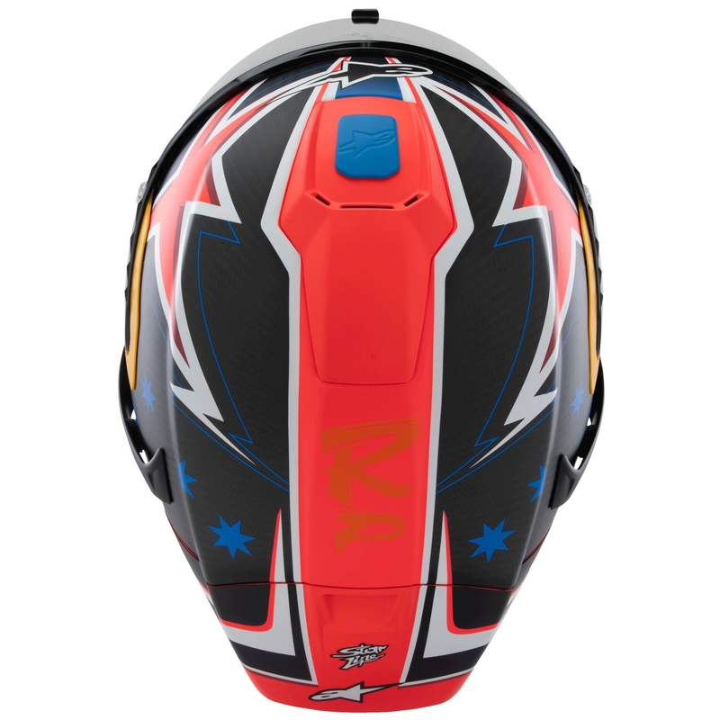 Alpinestars Supertech R10 limited edition Jack Miller matte carbon κόκκινο-μπλε-κίτρινο-λευκό κράνος μοτοσικλέτας