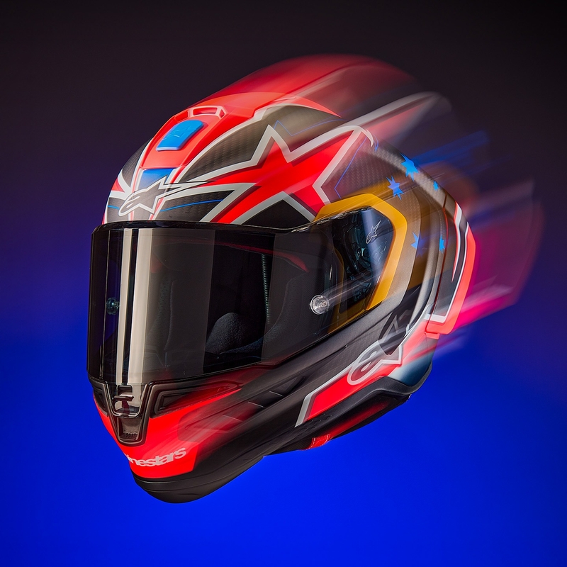 Alpinestars Supertech R10 limited edition Jack Miller matte carbon κόκκινο-μπλε-κίτρινο-λευκό κράνος μοτοσικλέτας
