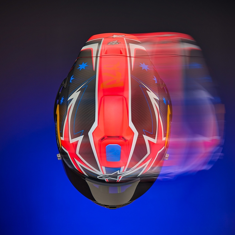 Alpinestars Supertech R10 limited edition Jack Miller matte carbon κόκκινο-μπλε-κίτρινο-λευκό κράνος μοτοσικλέτας