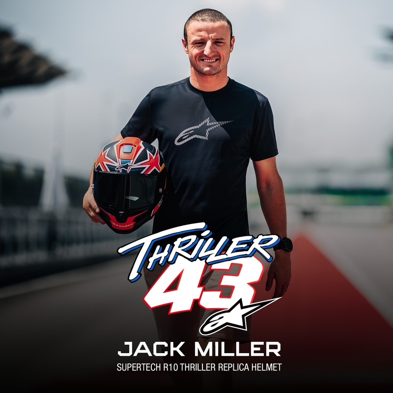 Alpinestars Supertech R10 limited edition Jack Miller matte carbon κόκκινο-μπλε-κίτρινο-λευκό κράνος μοτοσικλέτας