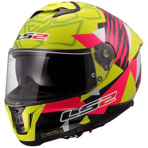 LS2 FF808 Stream II Tiger fluo κίτρινο-ροζ ενσωματωμένο κράνος μοτοσικλέτας