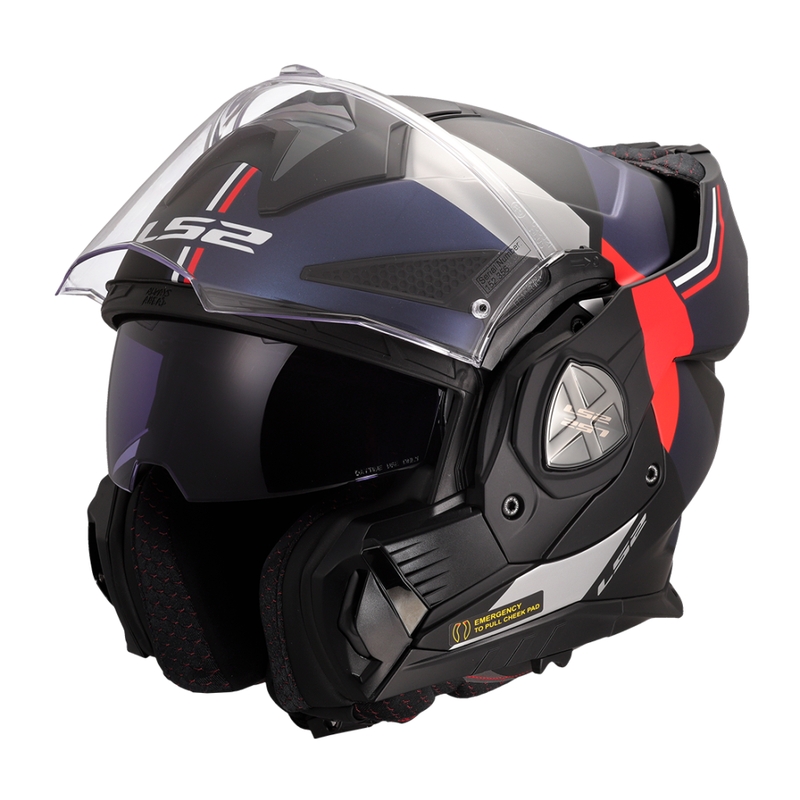 LS2 FF901 Advant X Ultra μπλε-κόκκινο αναδιπλούμενο κράνος μοτοσικλέτας
