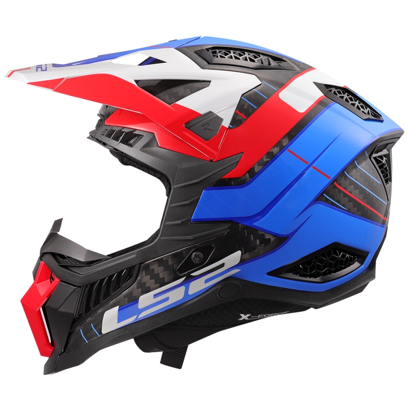 Κράνος Motocross LS2 MX703 X-Force Galuo λευκό-κόκκινο-μπλε