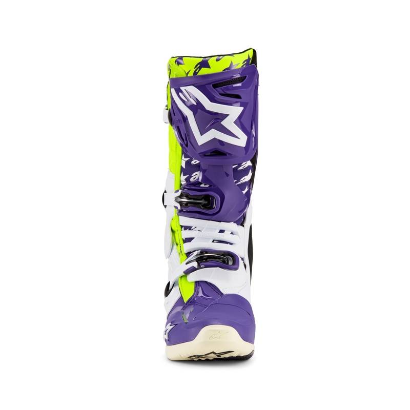 Alpinestars TECH 10 μπότες μοτοσικλέτας περιορισμένης έκδοσης Dirt Studios μοβ-λευκό-φλούο κίτρινο μπότες μοτοσικλέτας