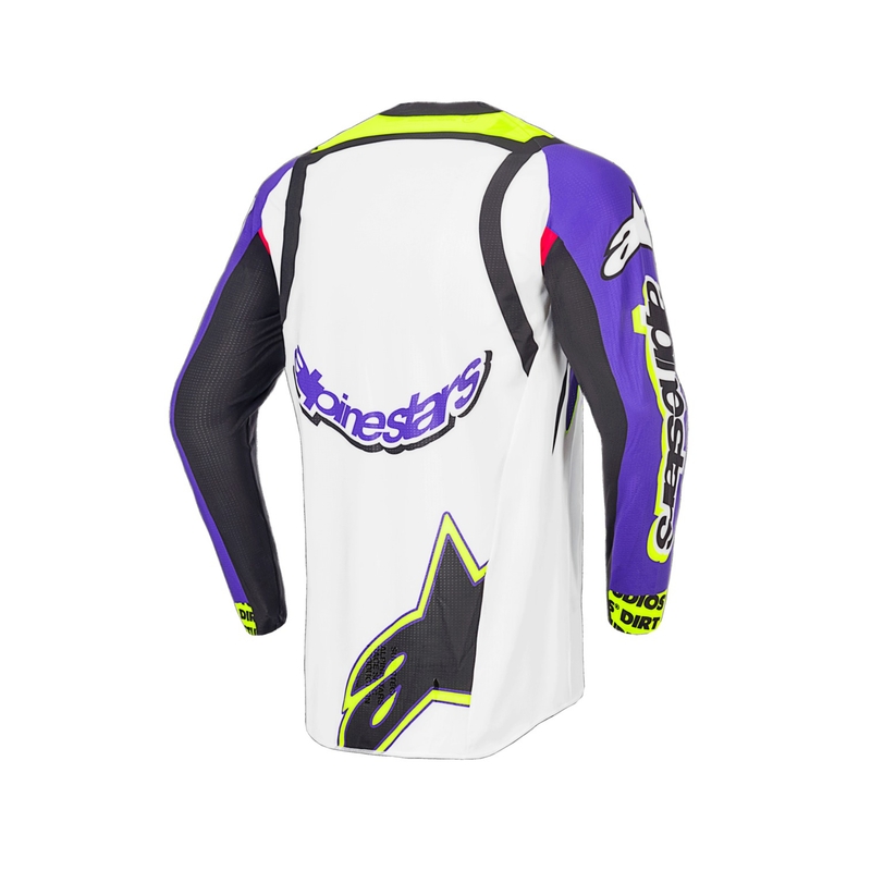 Alpinestars Supertech SX limited edition Dirt Studios λευκή-μωβ-ροζ-φλούο κίτρινη φανέλα motocross