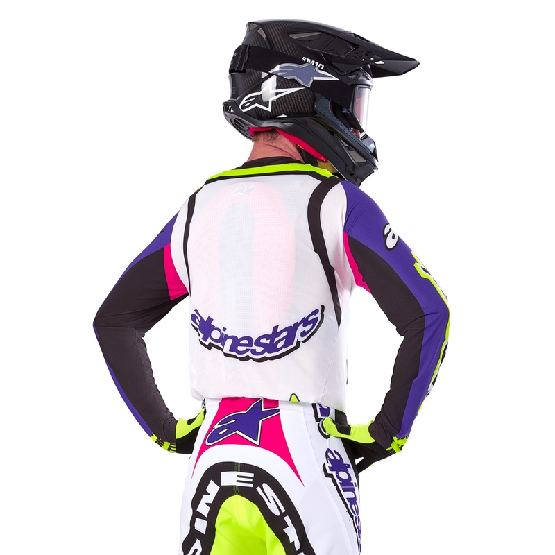 Alpinestars Supertech SX limited edition Dirt Studios λευκή-μωβ-ροζ-φλούο κίτρινη φανέλα motocross