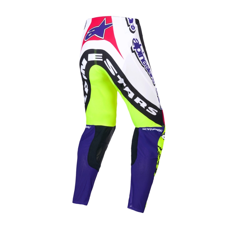 Alpinestars Supertech Limited Edition Dirt Studios Motocross Παντελόνι λευκό-μωβ-ροζ-φλούο κίτρινο