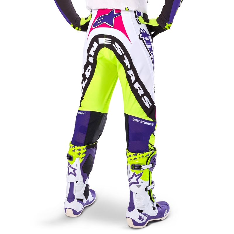 Alpinestars Supertech Limited Edition Dirt Studios Motocross Παντελόνι λευκό-μωβ-ροζ-φλούο κίτρινο