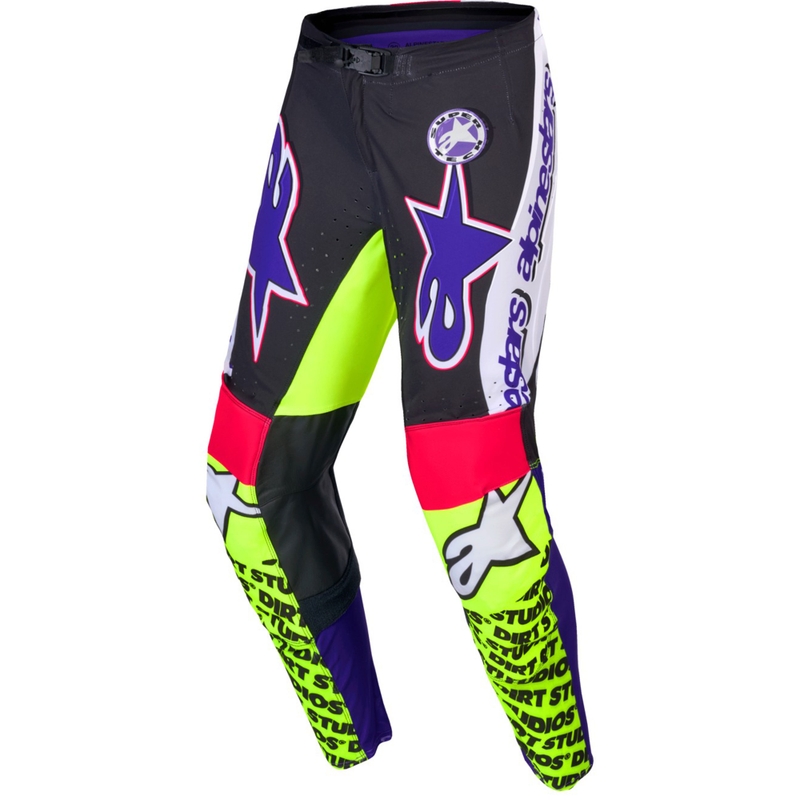 Alpinestars Supertech Limited Edition Dirt Studios Motocross Παντελόνι λευκό-μωβ-ροζ-φλούο κίτρινο