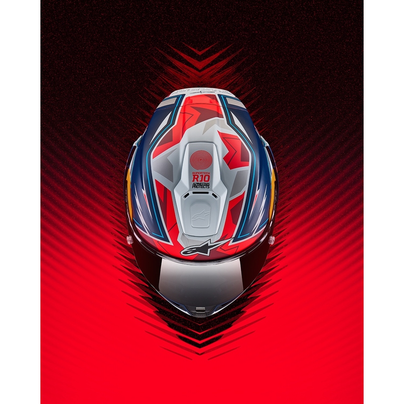 Alpinestars Supertech R-10 limited edition Pedro Acosta ματ μπλε-κόκκινο-λευκό ολοκληρωμένο κράνος μοτοσικλέτας