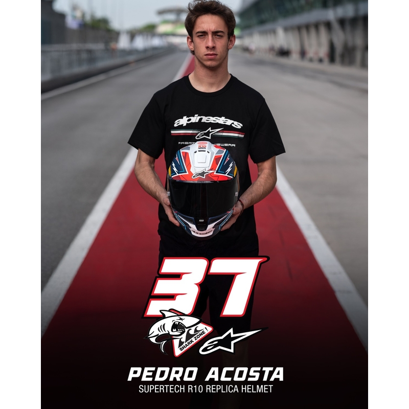 Alpinestars Supertech R-10 limited edition Pedro Acosta ματ μπλε-κόκκινο-λευκό ολοκληρωμένο κράνος μοτοσικλέτας
