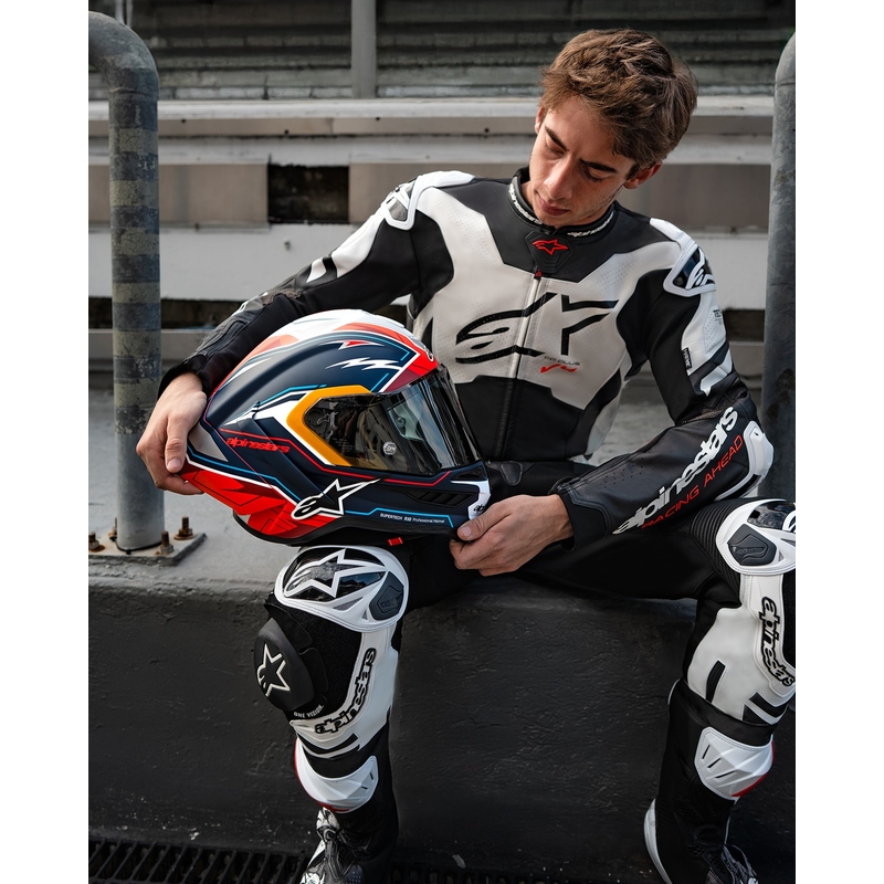 Alpinestars Supertech R-10 limited edition Pedro Acosta ματ μπλε-κόκκινο-λευκό ολοκληρωμένο κράνος μοτοσικλέτας