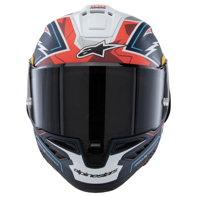 Alpinestars Supertech R-10 limited edition Pedro Acosta ματ μπλε-κόκκινο-λευκό ολοκληρωμένο κράνος μοτοσικλέτας
