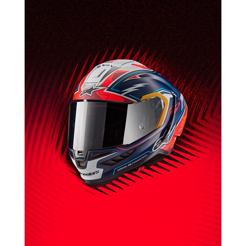 Alpinestars Supertech R-10 limited edition Pedro Acosta ματ μπλε-κόκκινο-λευκό ολοκληρωμένο κράνος μοτοσικλέτας