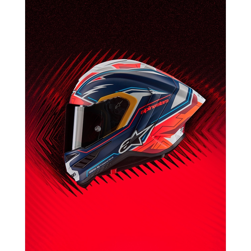 Alpinestars Supertech R-10 limited edition Pedro Acosta ματ μπλε-κόκκινο-λευκό ολοκληρωμένο κράνος μοτοσικλέτας