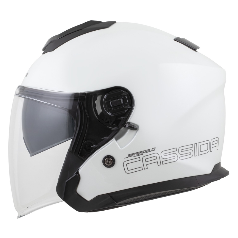 Cassida Jet Tech 2.0 Solid White-Black-Grey Open κράνος μοτοσικλέτας