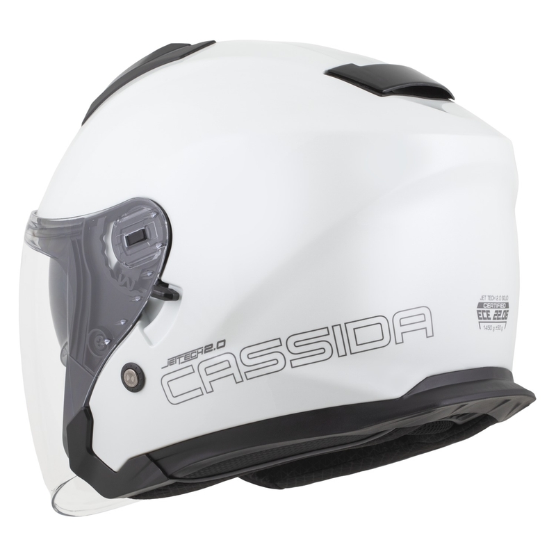 Cassida Jet Tech 2.0 Solid White-Black-Grey Open κράνος μοτοσικλέτας
