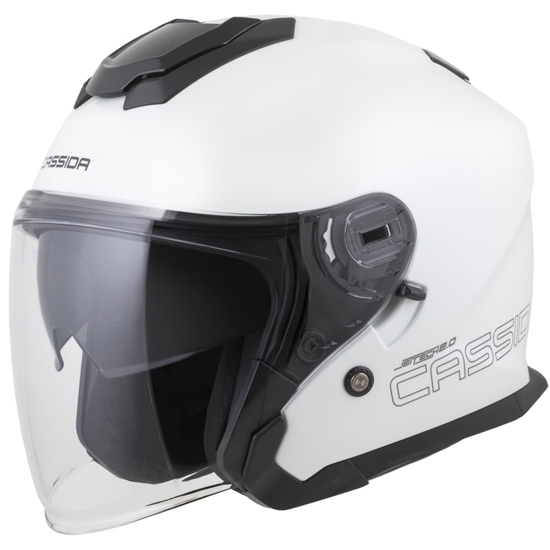 Cassida Jet Tech 2.0 Solid White-Black-Grey Open κράνος μοτοσικλέτας