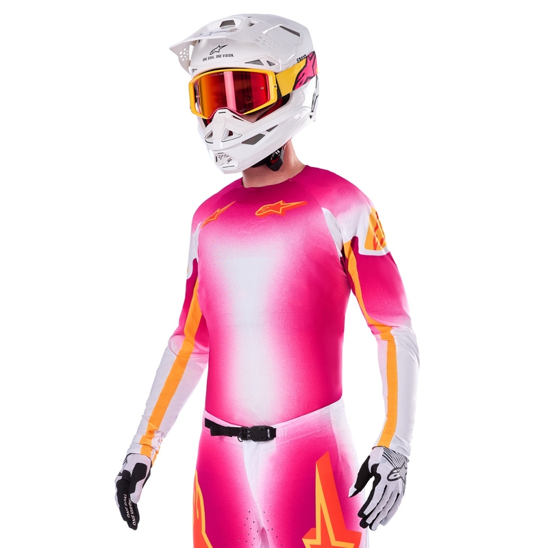 Alpinestars Supertech SX AFD περιορισμένη έκδοση MIG fluo ροζ-λευκό-πορτοκαλί φανέλα motocross