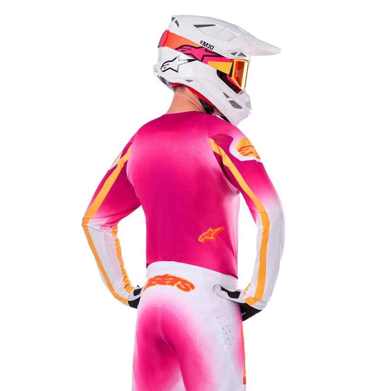 Alpinestars Supertech SX AFD περιορισμένη έκδοση MIG fluo ροζ-λευκό-πορτοκαλί φανέλα motocross