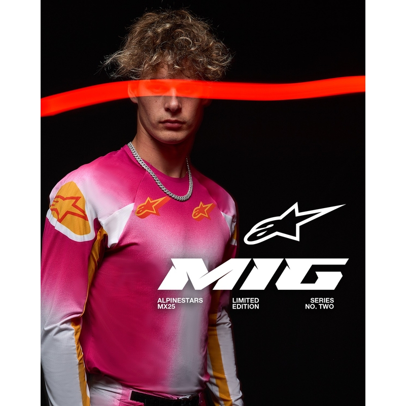 Alpinestars Supertech SX AFD περιορισμένη έκδοση MIG fluo ροζ-λευκό-πορτοκαλί φανέλα motocross