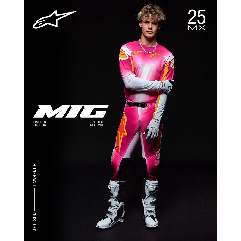 Alpinestars Supertech SX AFD περιορισμένη έκδοση MIG fluo ροζ-λευκό-πορτοκαλί φανέλα motocross