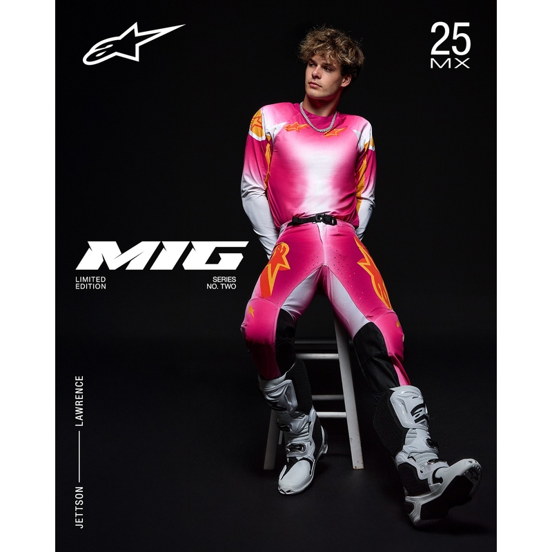 Alpinestars Supertech SX AFD περιορισμένη έκδοση MIG fluo ροζ-λευκό-πορτοκαλί φανέλα motocross