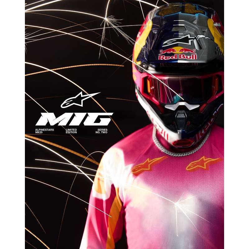 Alpinestars Supertech SX AFD περιορισμένη έκδοση MIG fluo ροζ-λευκό-πορτοκαλί φανέλα motocross