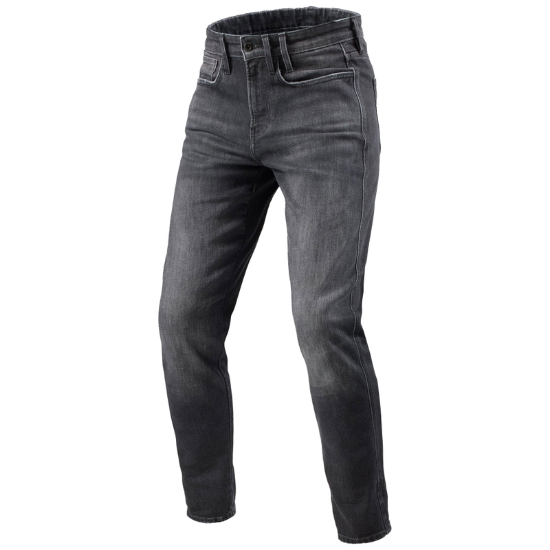 Revit Kai Skinny Mid Grey Stone Cropped Motorcycle Jeans