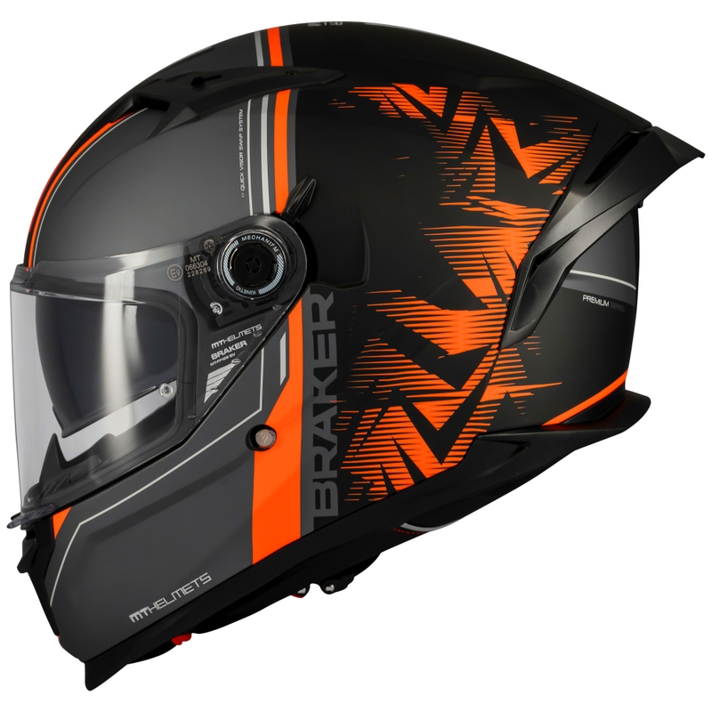 MT Braker SV Charm αναπόσπαστο κράνος μοτοσικλέτας ματ μαύρο-πορτοκαλί