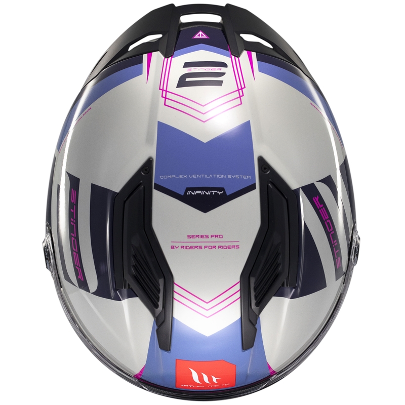 MT Stinger 2 Tron integral κράνος μοτοσικλέτας γκρι-μωβ-ροζ