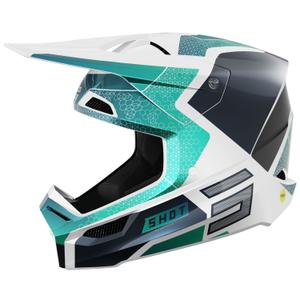 Κράνος Motocross Shot Race Phaser pearl μαύρο-τυρκουάζ-λευκό
