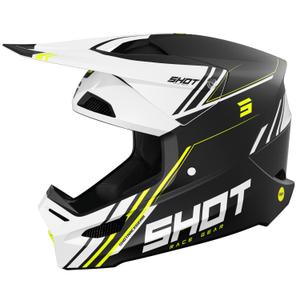 Κράνος Motocross Shot Race Sprint μαύρο-λευκό-κίτρινο φλούο