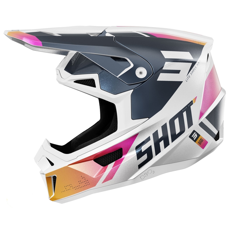 Κράνος Motocross Shot Lite Ultra μαργαριτάρι μπλε-πορτοκαλί-ροζ