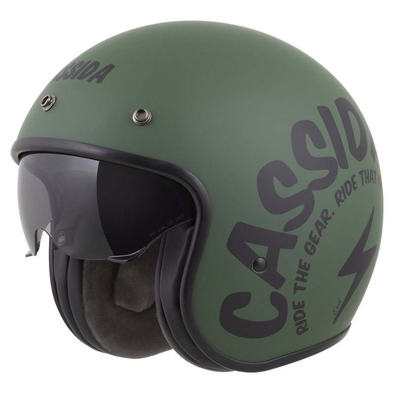 Κράνος μοτοσικλέτας Cassida Oxygen 2.0 Gear Open Face Ματ Πράσινο-Μαύρο