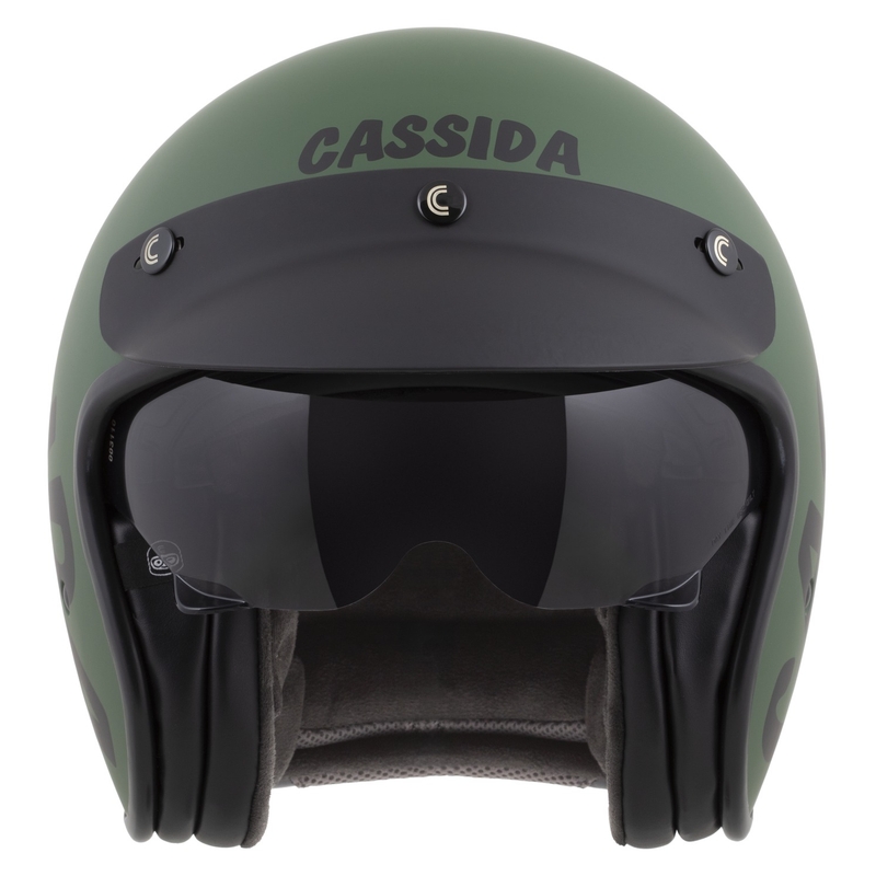 Κράνος μοτοσικλέτας Cassida Oxygen 2.0 Gear Open Face Ματ Πράσινο-Μαύρο