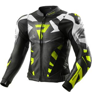 Kožená bunda na motorku Rebelhorn Inferno černo-fluo žlutá