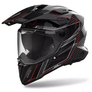 Κράνος μοτοσυκλέτας Enduro Airoh Commander 2 Carbon Stylish μαύρο-κόκκινο