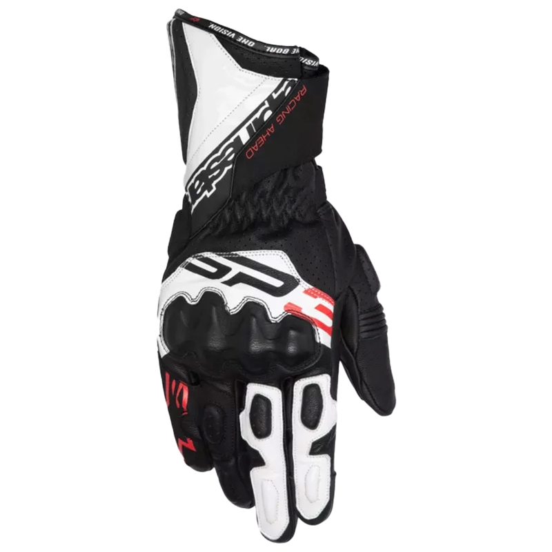 Γάντια μοτοσικλέτας Alpinestars SP-3 μαύρο-άσπρο-fluo κόκκινο